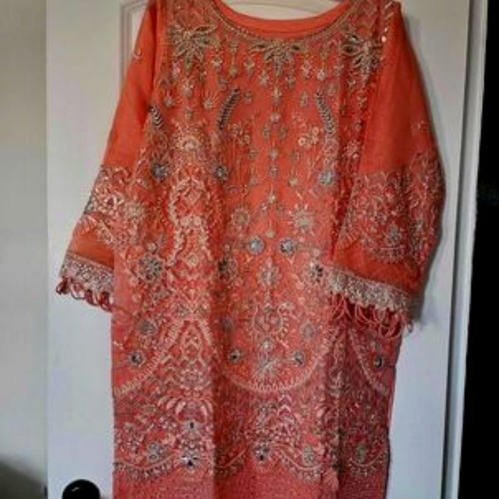 Pink Embroidery 3 Piece Dress